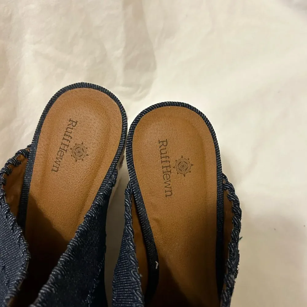 NWOT Ruff Hewn Denim Wedge Style Heel Clog Slip On Summer 9.5 never worn